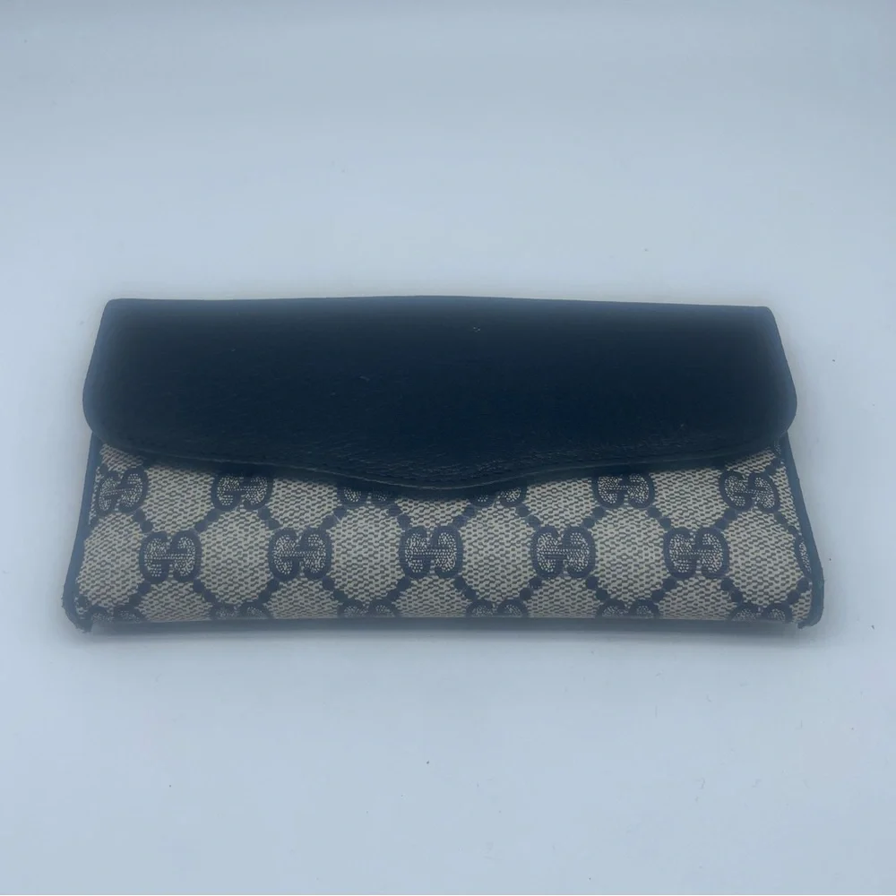 Gucci Beige Brown GG Monogram Continental Wallet with leatherTrim